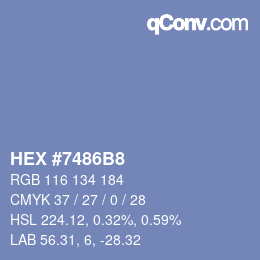 Farbcode: HEX #7486B8 | qconv.com