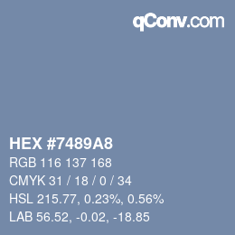 カラーコード: HEX #7489A8 | qconv.com