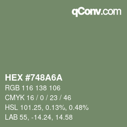 Color code: HEX #748A6A | qconv.com