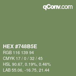 Color code: HEX #748B5E | qconv.com