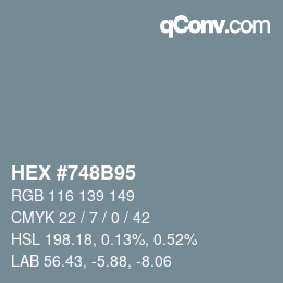 Color code: HEX #748B95 | qconv.com