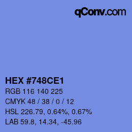 カラーコード: HEX #748CE1 | qconv.com