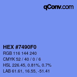 Color code: HEX #7490F0 | qconv.com