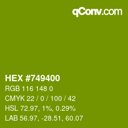 Color code: HEX #749400 | qconv.com