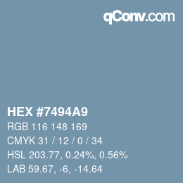 Color code: HEX #7494A9 | qconv.com