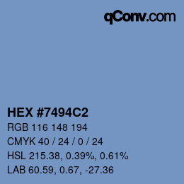 Color code: HEX #7494C2 | qconv.com