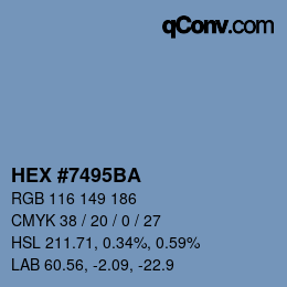 Color code: HEX #7495BA | qconv.com