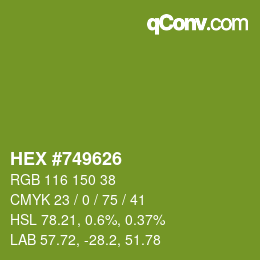 Color code: HEX #749626 | qconv.com