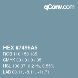 Color code: HEX #7496A5 | qconv.com