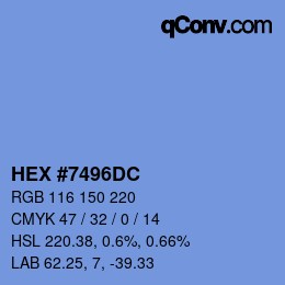 Color code: HEX #7496DC | qconv.com