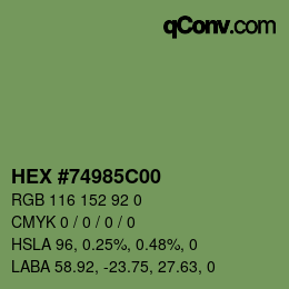 Farbcode: HEX #74985C00 | qconv.com