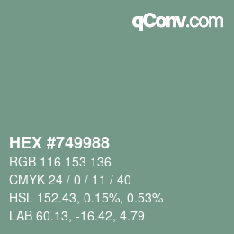 Color code: HEX #749988 | qconv.com