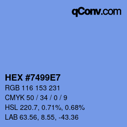 Color code: HEX #7499E7 | qconv.com