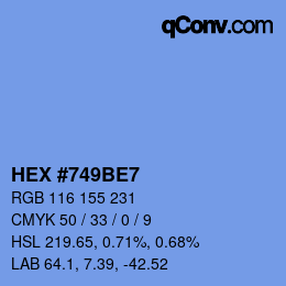 カラーコード: HEX #749BE7 | qconv.com