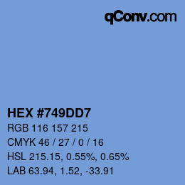 カラーコード: HEX #749DD7 | qconv.com