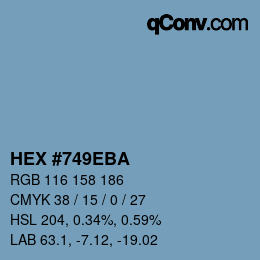颜色代码: HEX #749EBA | qconv.com