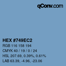 Color code: HEX #749EC2 | qconv.com