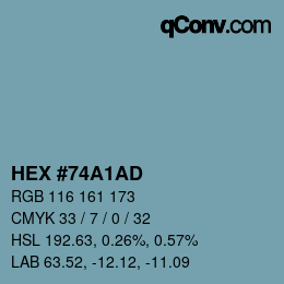 カラーコード: HEX #74A1AD | qconv.com