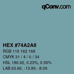 カラーコード: HEX #74A2A8 | qconv.com