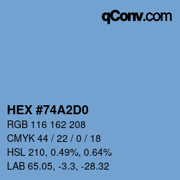 カラーコード: HEX #74A2D0 | qconv.com