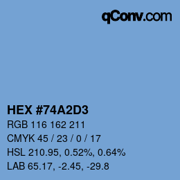 カラーコード: HEX #74A2D3 | qconv.com
