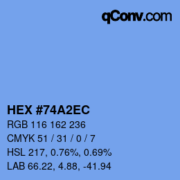 カラーコード: HEX #74A2EC | qconv.com