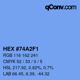 颜色代码: HEX #74A2F1 | qconv.com
