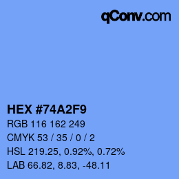 カラーコード: HEX #74A2F9 | qconv.com
