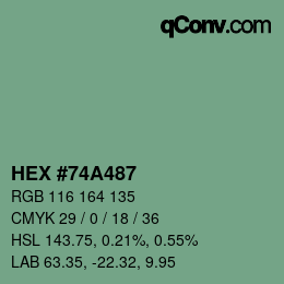 颜色代码: HEX #74A487 | qconv.com