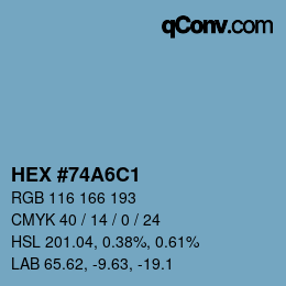 カラーコード: HEX #74A6C1 | qconv.com