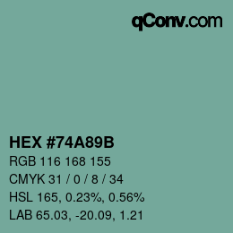 颜色代码: HEX #74A89B | qconv.com