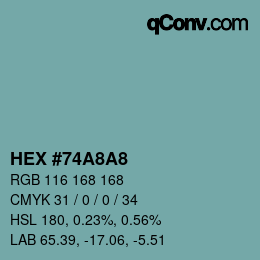 Color code: HEX #74A8A8 | qconv.com