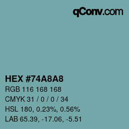 カラーコード: HEX #74A8A8 | qconv.com