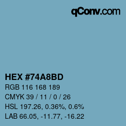 Color code: HEX #74A8BD | qconv.com