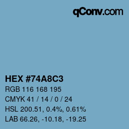 カラーコード: HEX #74A8C3 | qconv.com
