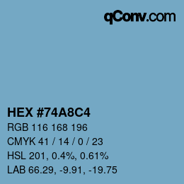 Color code: HEX #74A8C4 | qconv.com