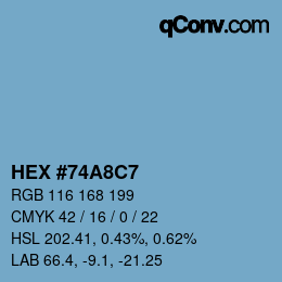 Farbcode: HEX #74A8C7 | qconv.com