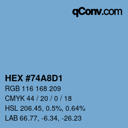 Color code: HEX #74A8D1 | qconv.com