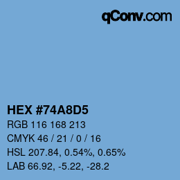 カラーコード: HEX #74A8D5 | qconv.com