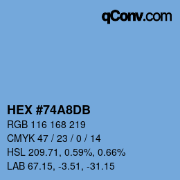 カラーコード: HEX #74A8DB | qconv.com