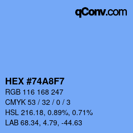 Color code: HEX #74A8F7 | qconv.com