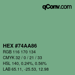 颜色代码: HEX #74AA86 | qconv.com