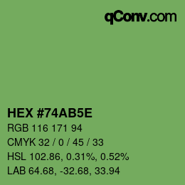 Código de color: HEX #74AB5E | qconv.com