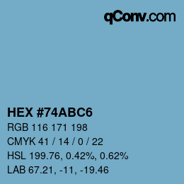 カラーコード: HEX #74ABC6 | qconv.com