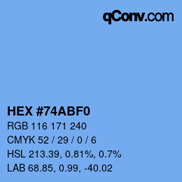 Color code: HEX #74ABF0 | qconv.com