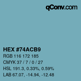 Color code: HEX #74ACB9 | qconv.com