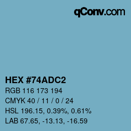 颜色代码: HEX #74ADC2 | qconv.com