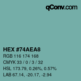 カラーコード: HEX #74AEA8 | qconv.com