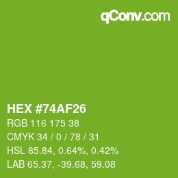 Color code: HEX #74AF26 | qconv.com