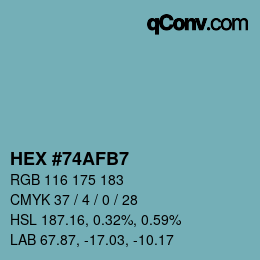 カラーコード: HEX #74AFB7 | qconv.com